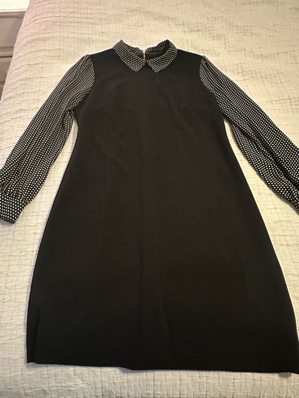 Tommy Hilfiger Black Shift Dress with Polka Dot Sleeves